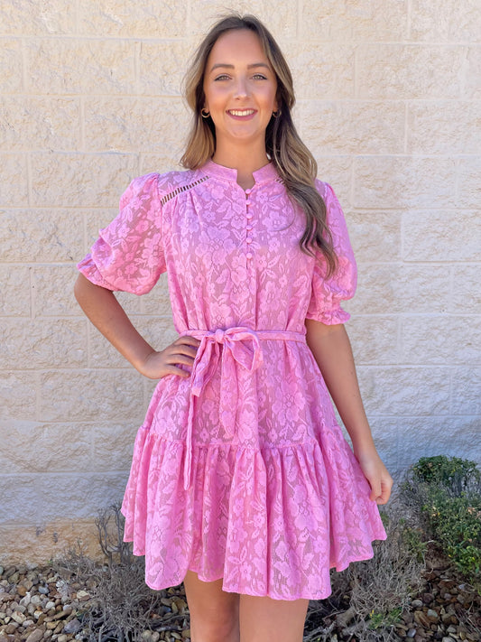 Simply Sweet Pink Lace Dress