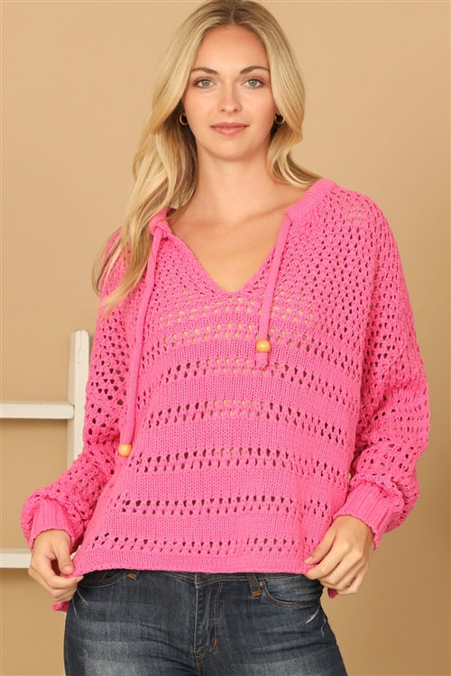 Pink Is The New Black Eyelet Pullover