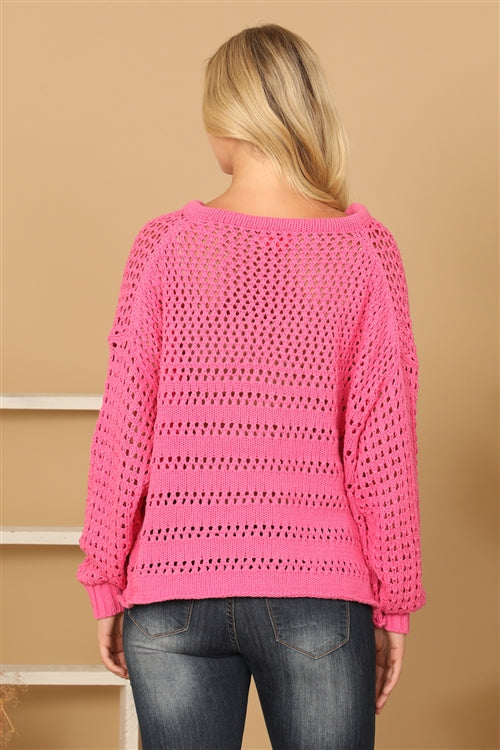 Pink Is The New Black Eyelet Pullover