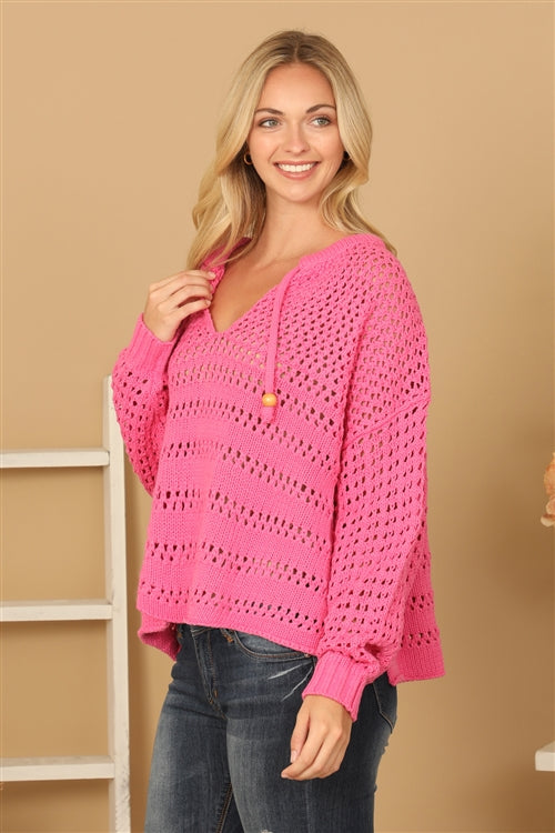 Pink Is The New Black Eyelet Pullover