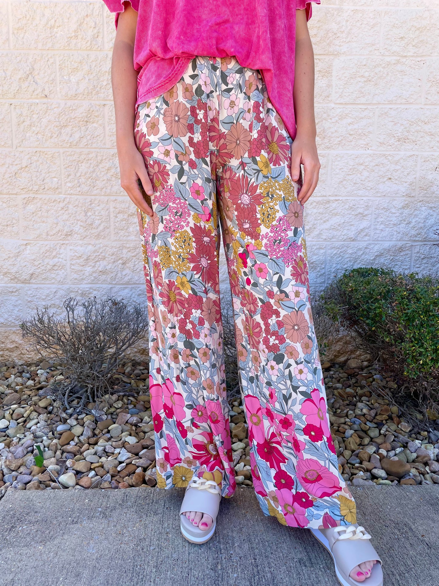 Rise Up Floral Wide Leg Pants