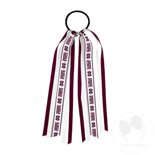 Mississippi State Logo Print Streamer Ribbons on Ponytail