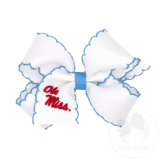 Medium Ole Miss Moonstitch Embroidered Hair Bow