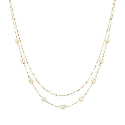 MB - Dolly Gold Pearl Cluster Layered Necklace