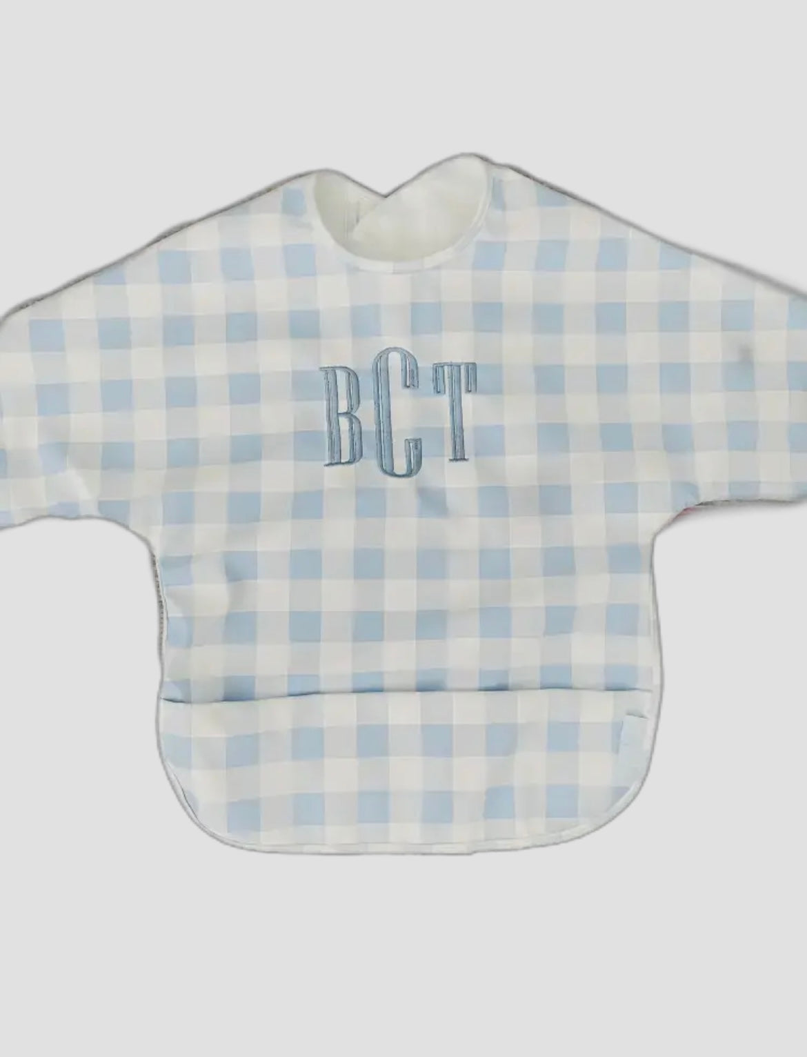 Blue Check Catch All Smock Bib