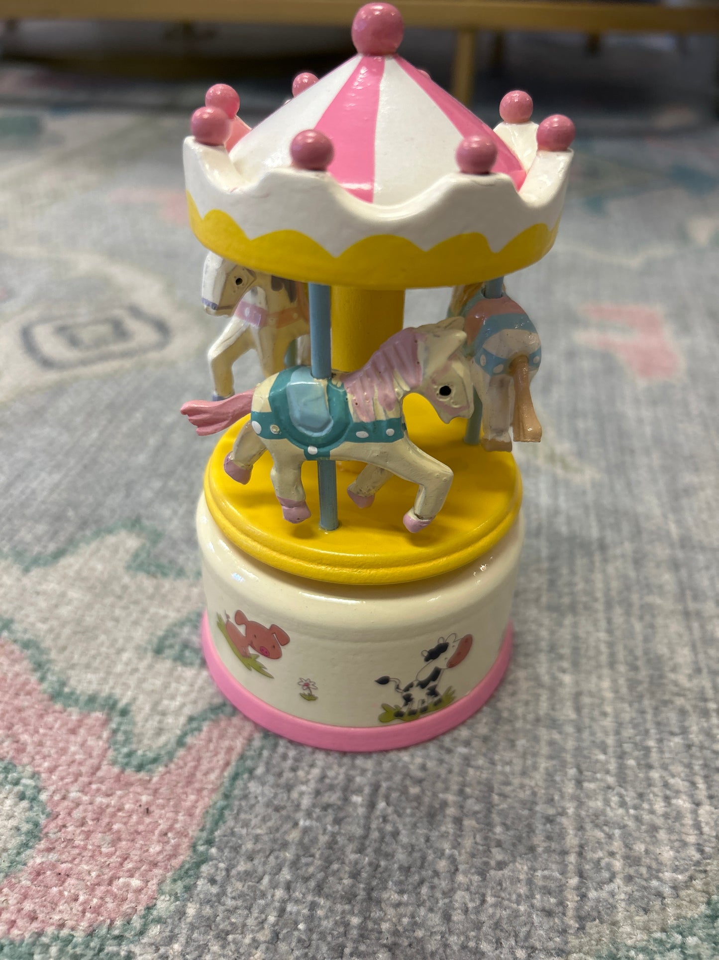 Pink, White, & Yellow Wooden Carousel