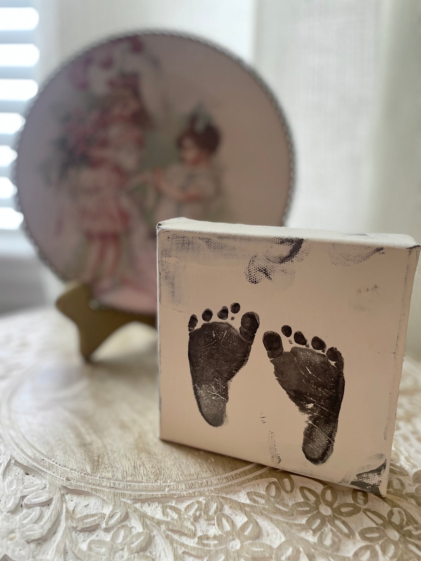 Cream Footprint Keepsake Canvas