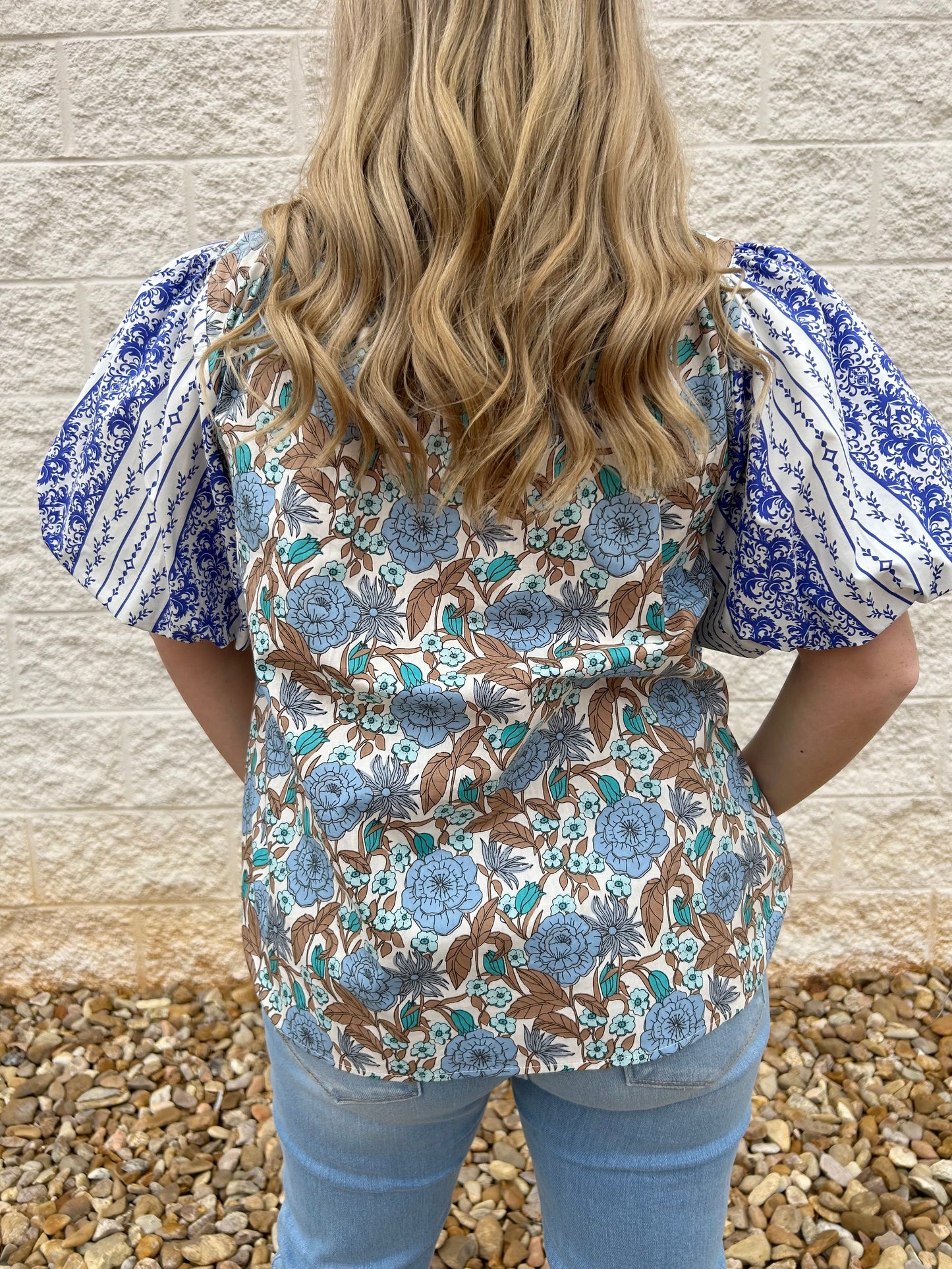 Vienna Floral Bubble Sleeve Top