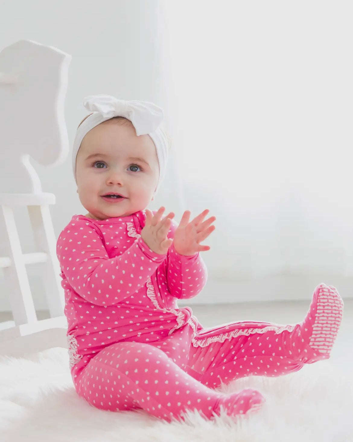 Hot Pink Hearts Footie Pajamas