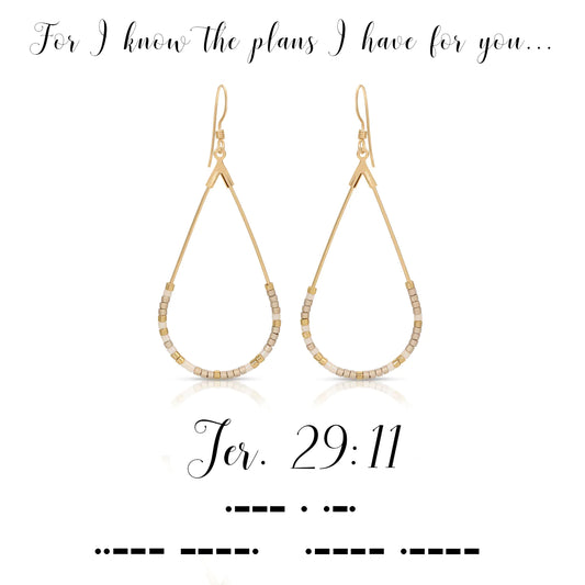 Jeremiah 29:11 Dot & Dash Teardrop Earrings