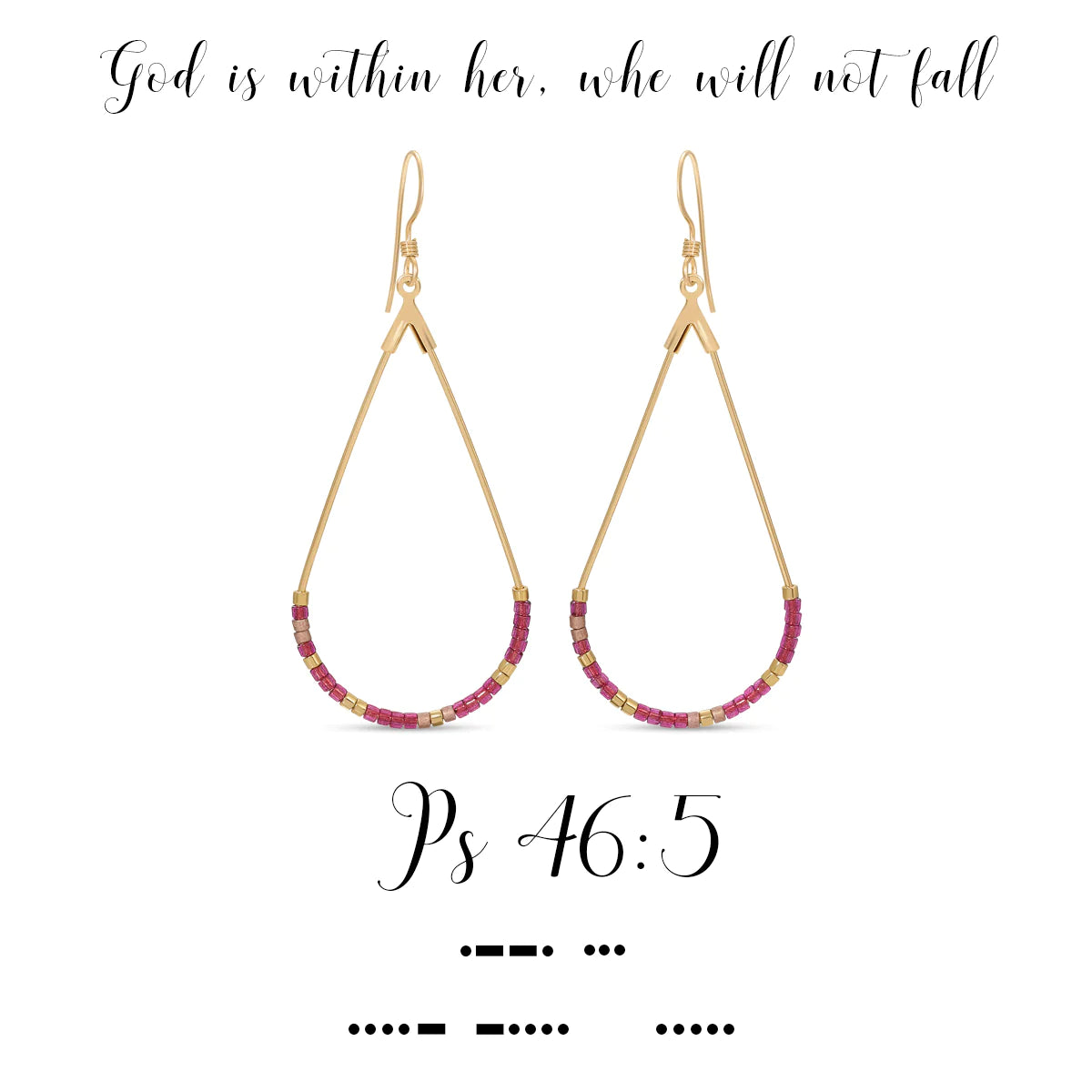 Psalm 46:5 Dot & Dash Teardrop Earrings