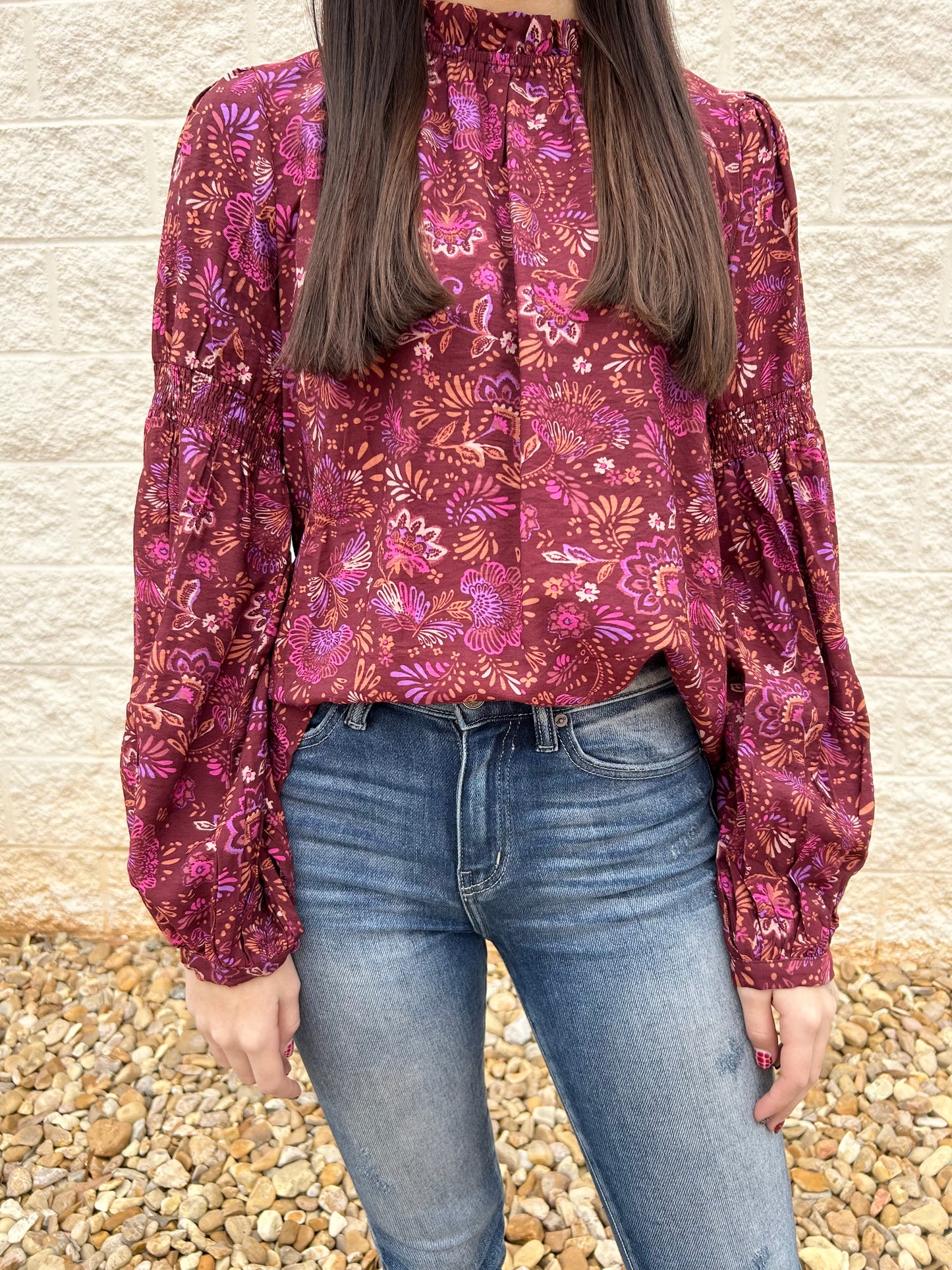 Come Together Cranberry Paisley Top