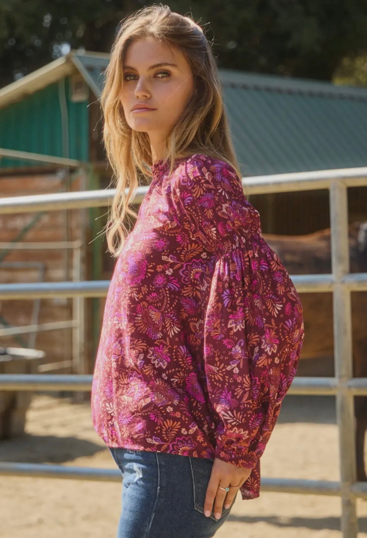 Come Together Cranberry Paisley Top