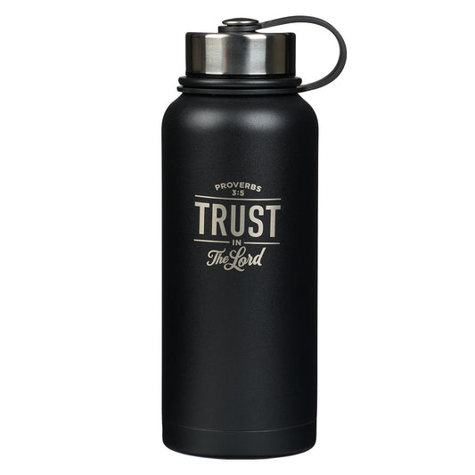 Trust In The Lord Black Stainless Steel Water Bottle