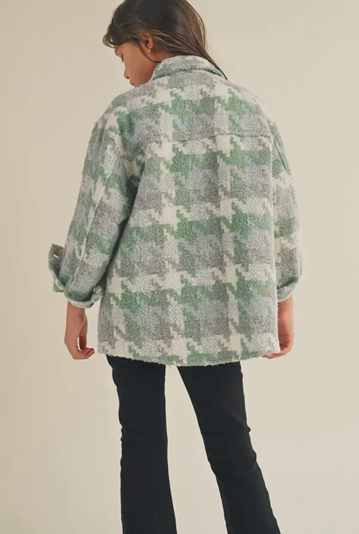 Green Houndstooth Shacket