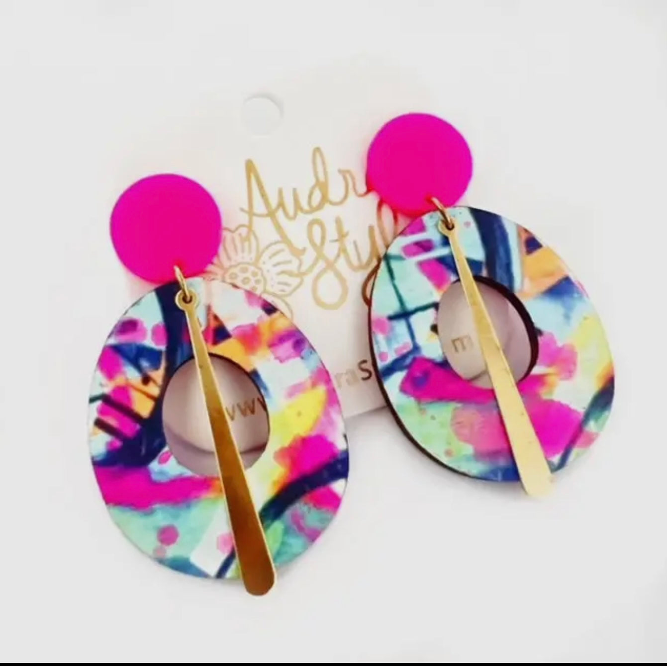 Colorful Bold Oval Statement Earrings