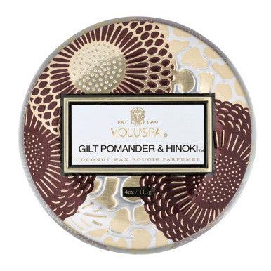 Voluspa Gilt Pomander & Hinoki Mini Tin Candle