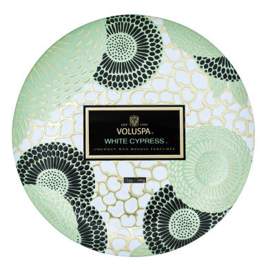 Voluspa White Cypress 3 Wick Tin Candle