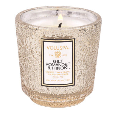 Voluspa Gilt Pomander & Hinoki Petite Pedestal Candle