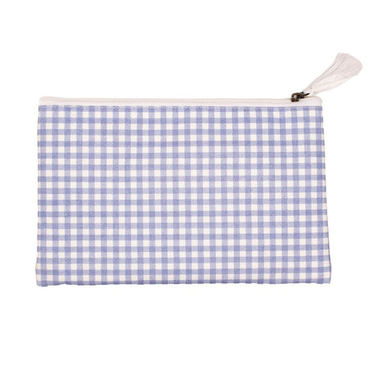 Gingham Cosmetic - Blue & White