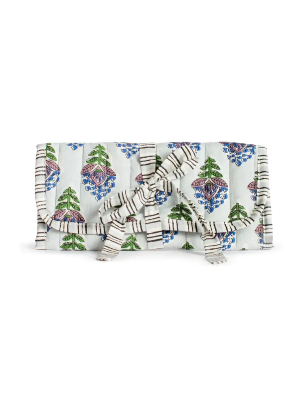 Leighton Quilted Jewelry Roll - Blue