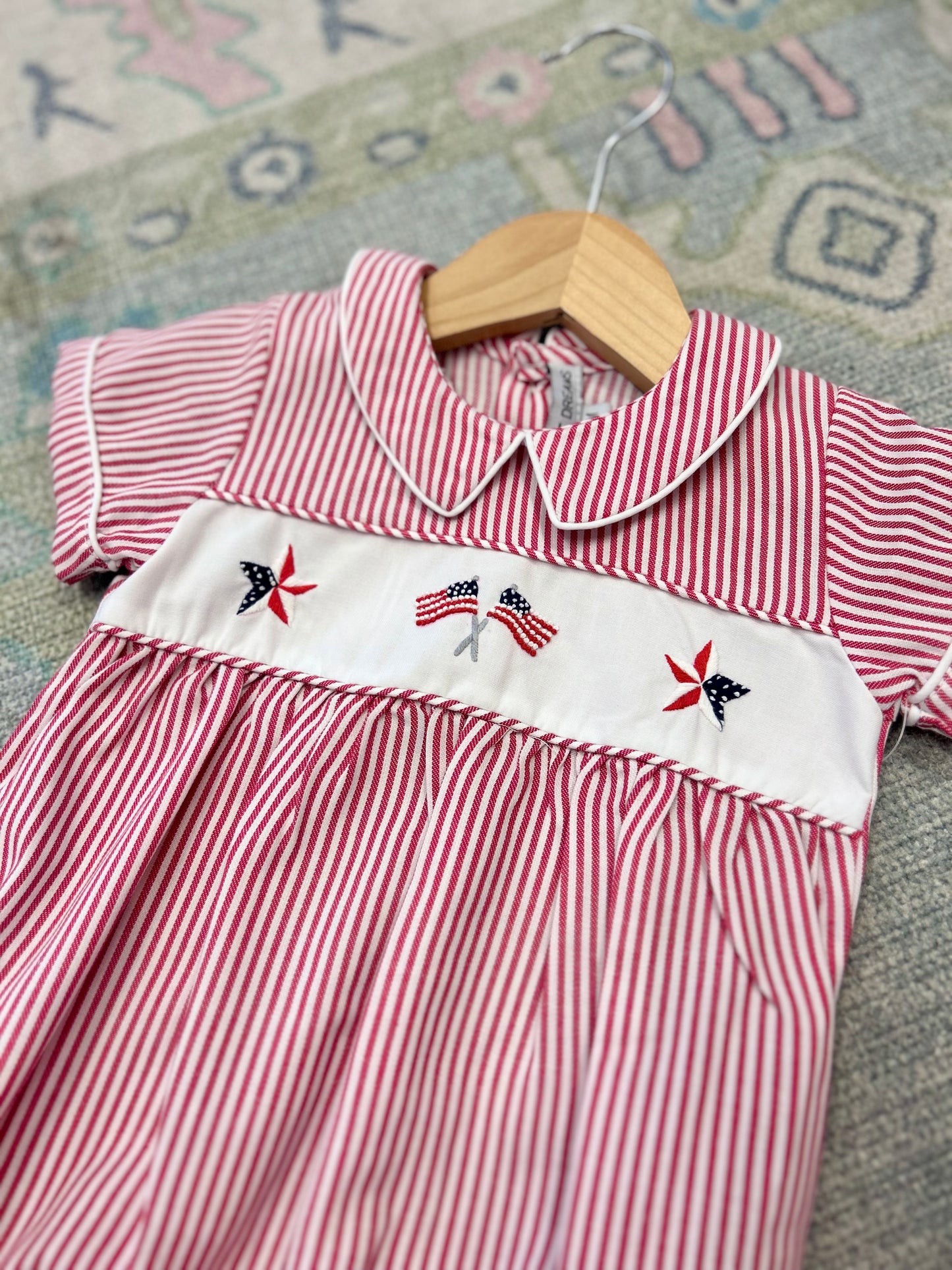 Flag & Star Embroidered Red Stripe Bubble