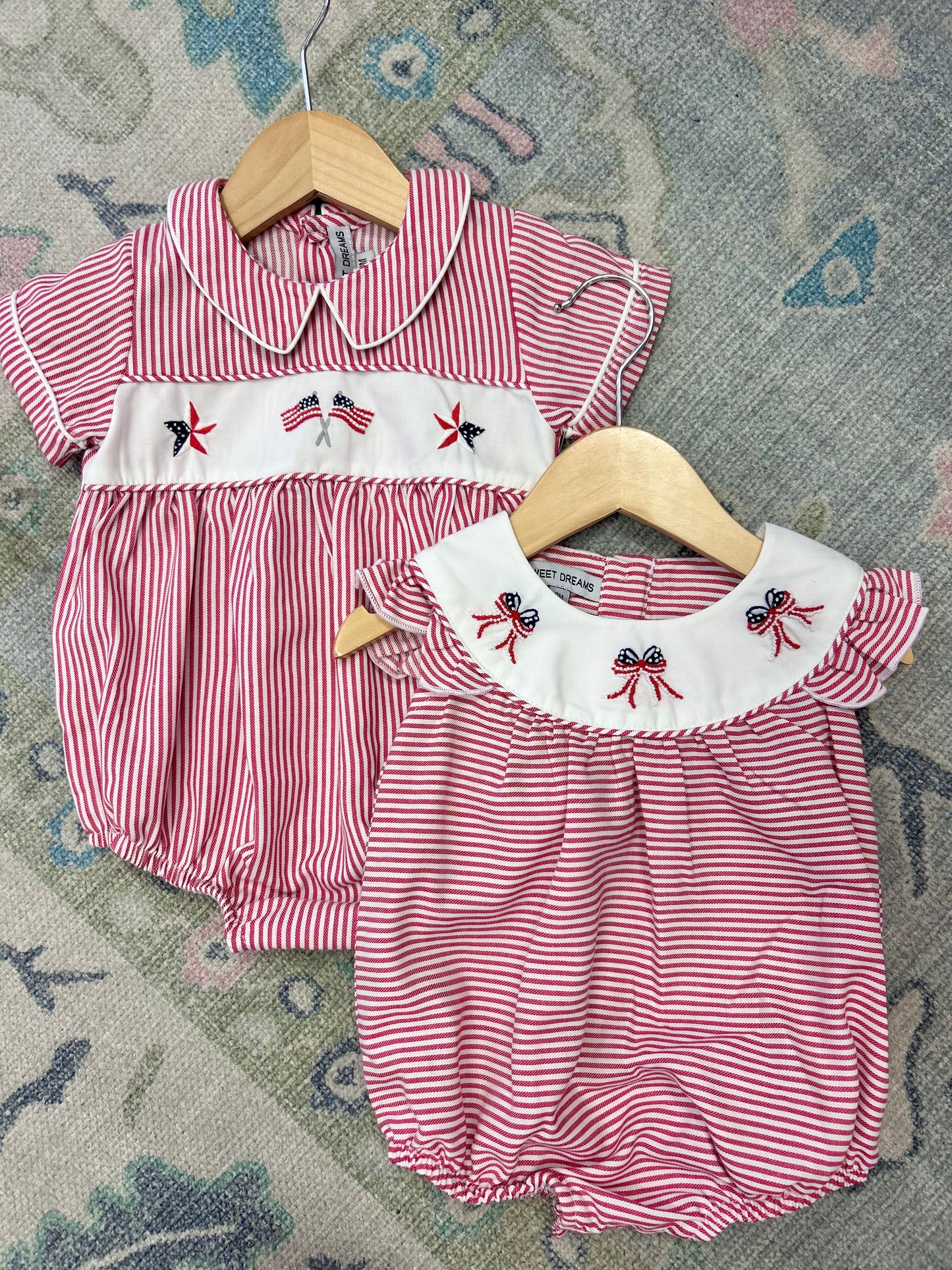 Bow Flags Embroidered Red Stripe Bubble