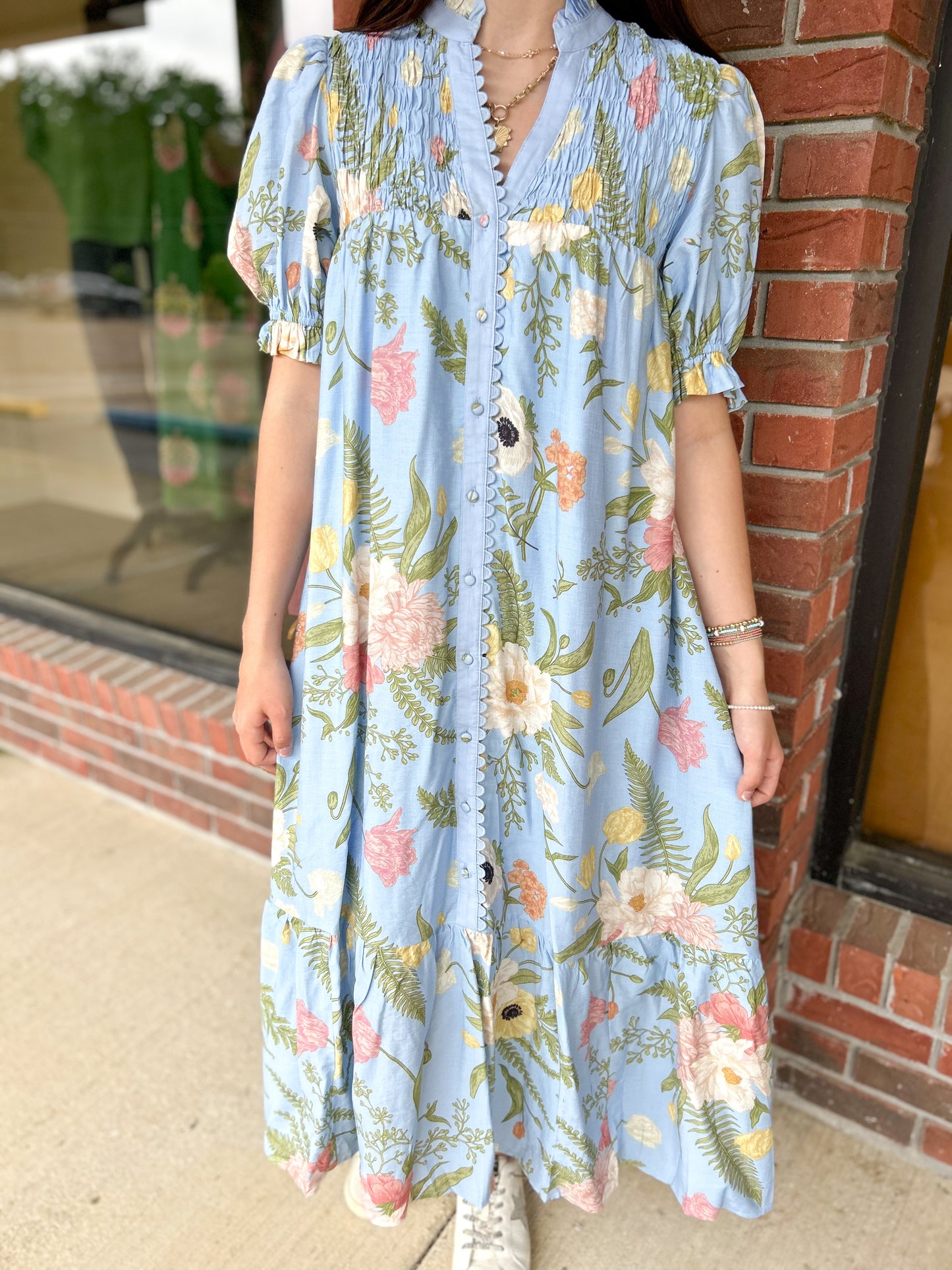 Garden Club Blue Floral Midi Dress