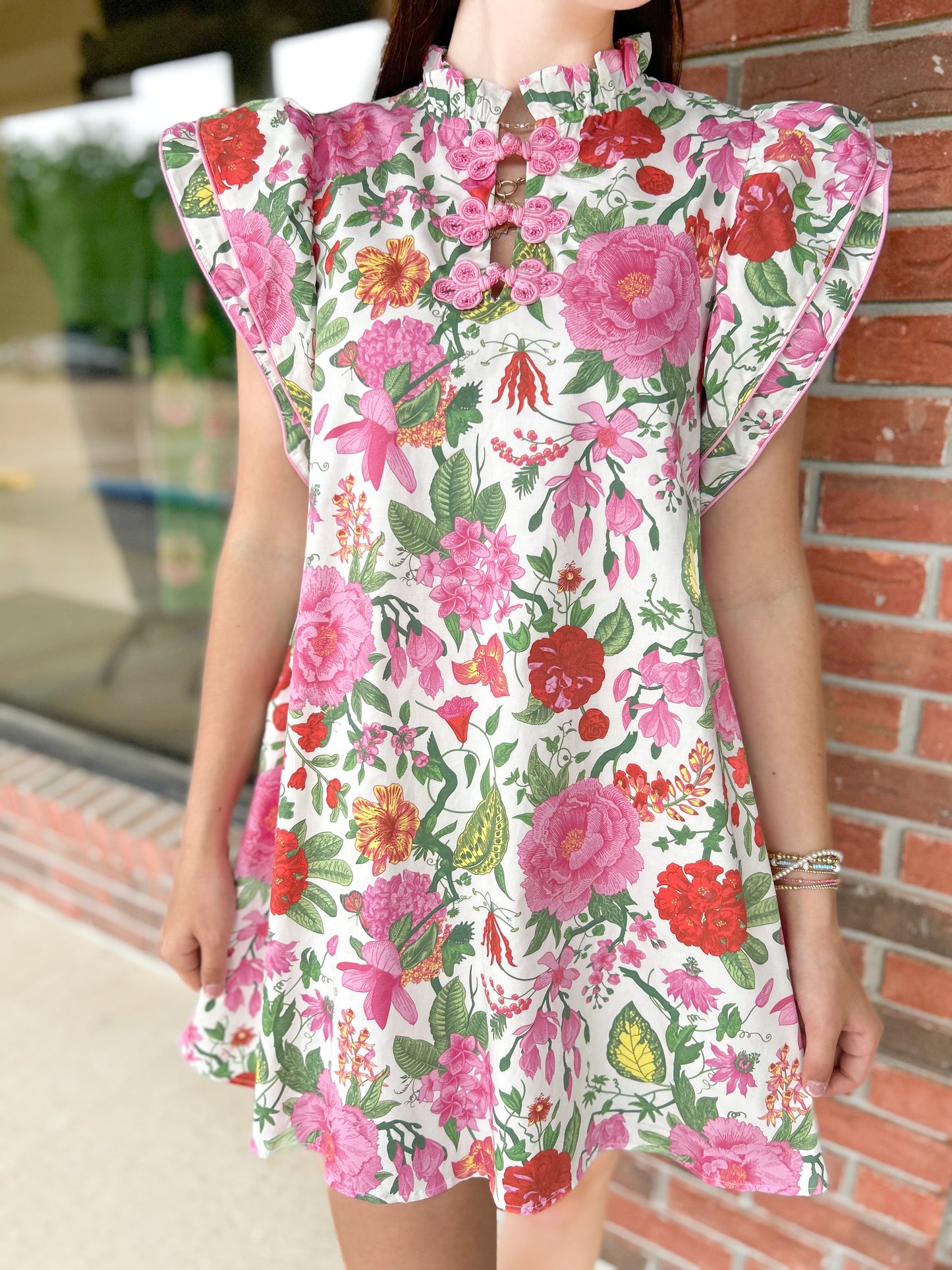 Fiji Florals Ruffle Sleeve Dress
