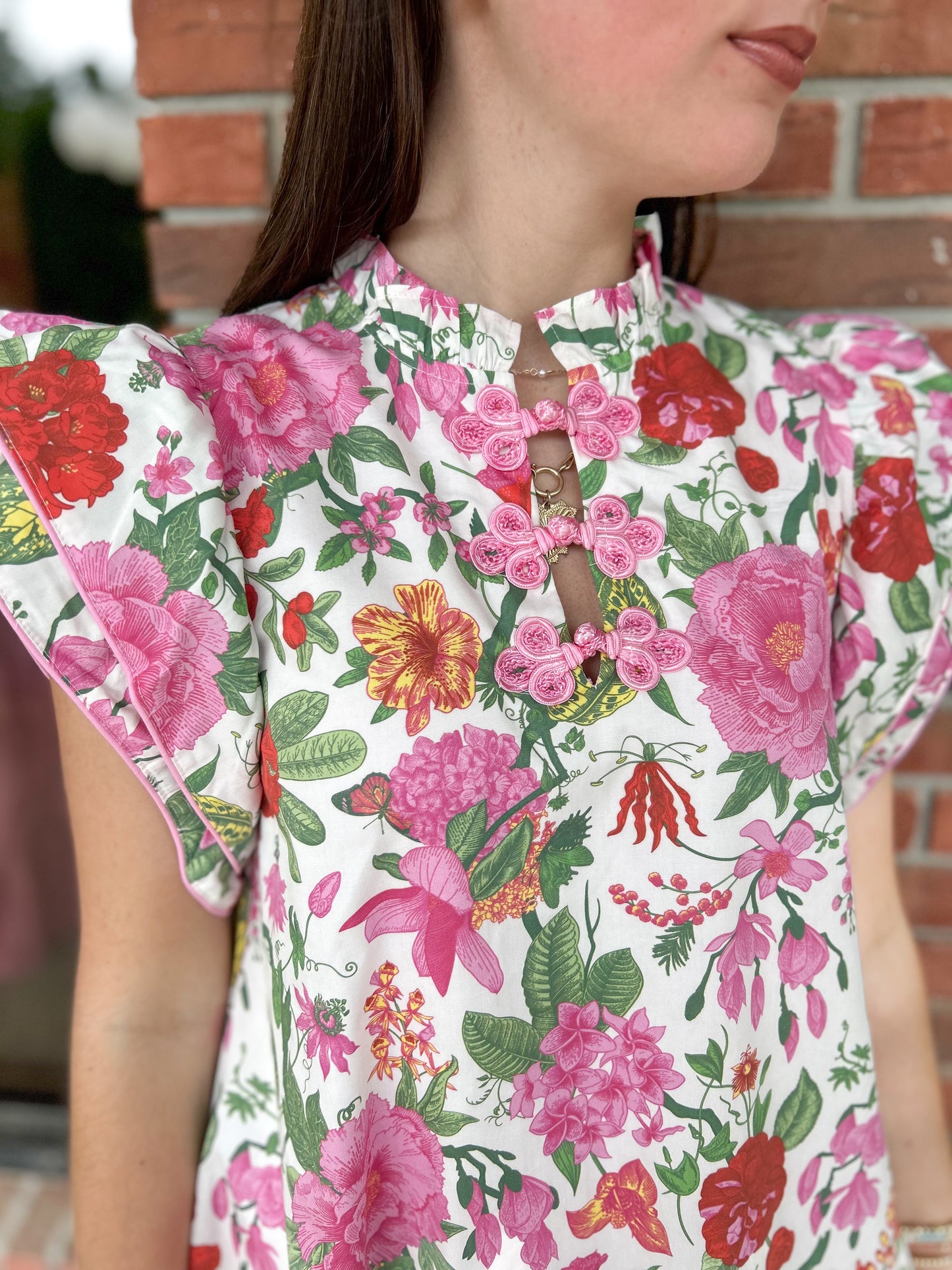 Fiji Florals Ruffle Sleeve Dress