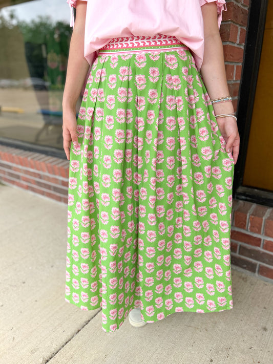 Summer Is Calling Green Midi Skirt