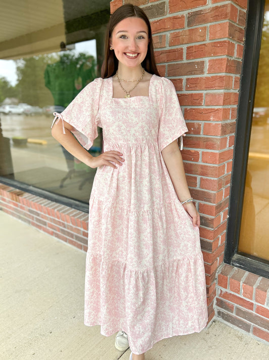 Rosalie Tiered Pink Floral Maxi Dress