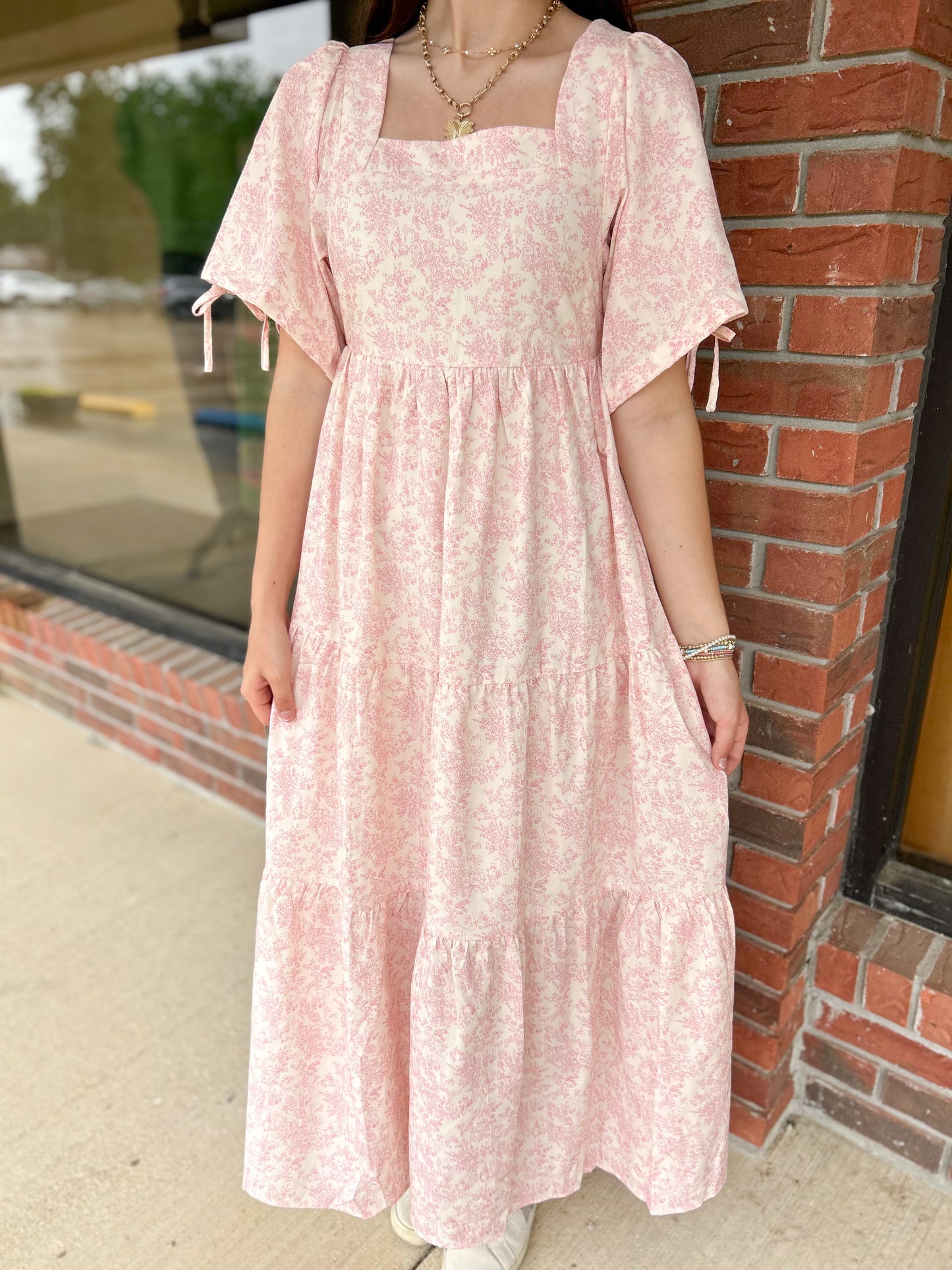 Rosalie Tiered Pink Floral Maxi Dress