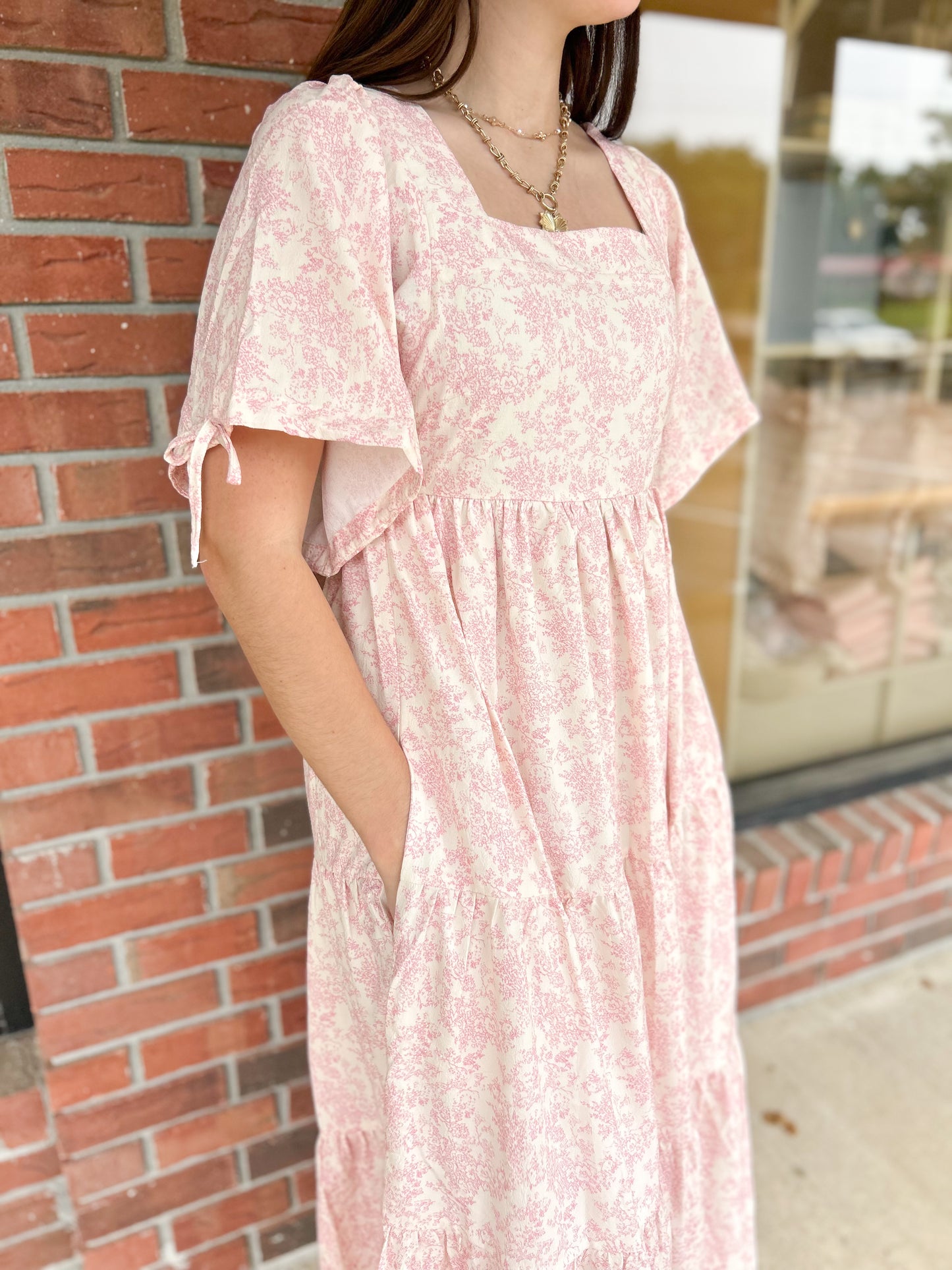 Rosalie Tiered Pink Floral Maxi Dress