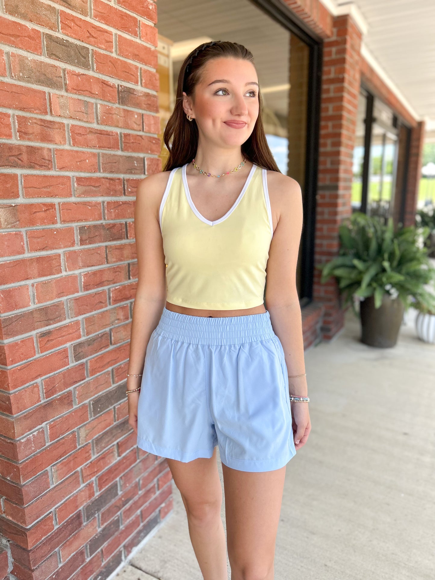 Light Blue Soft Woven Lined Shorts With Pocket