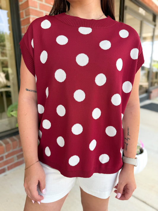 Darling Dots Maroon & White Top