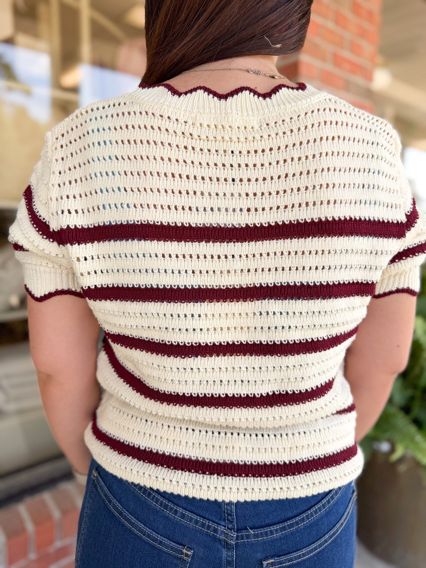 Cheer You On Maroon Stripe Knit Top