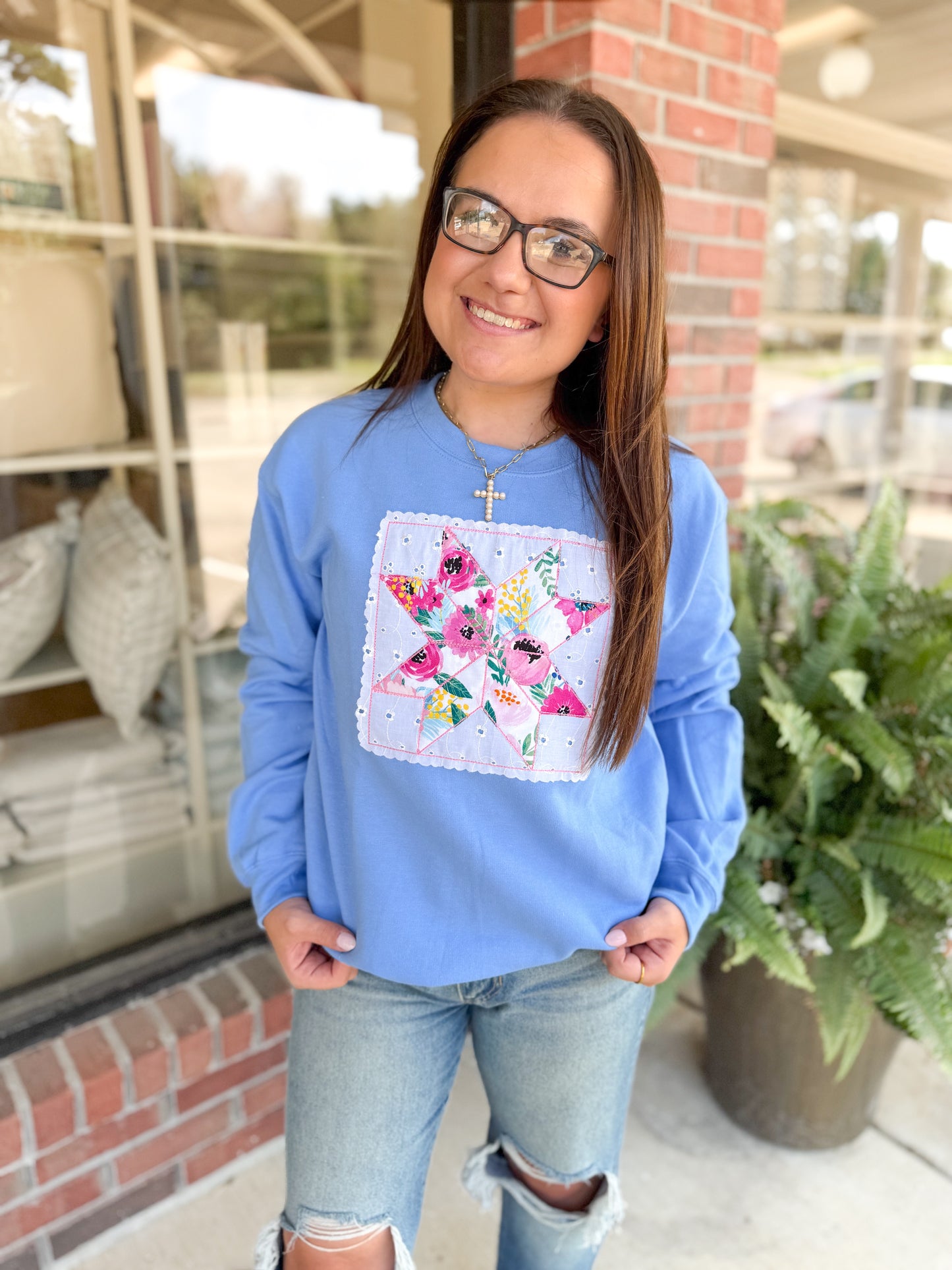 Floral Quilt Patchwork Crewneck