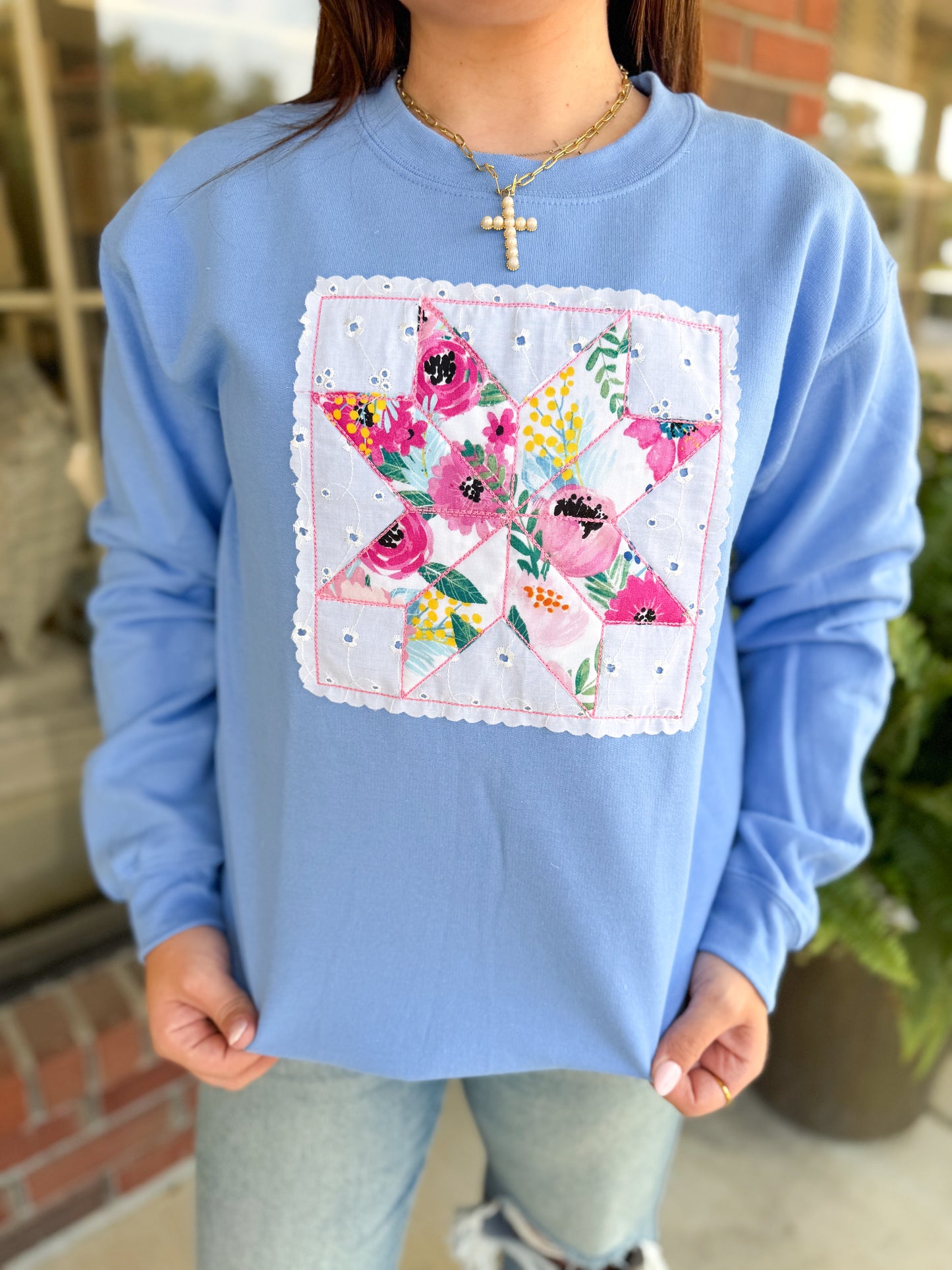 Floral Quilt Patchwork Crewneck