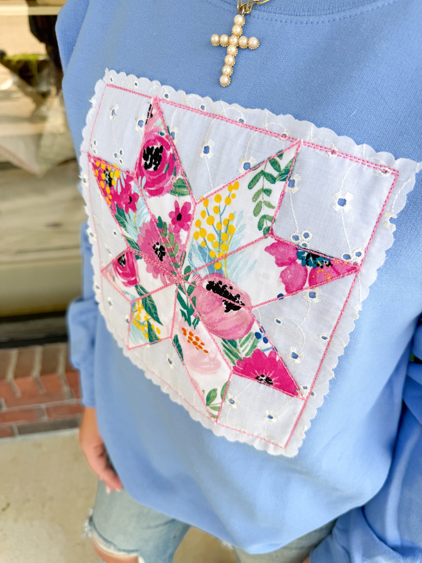 Floral Quilt Patchwork Crewneck