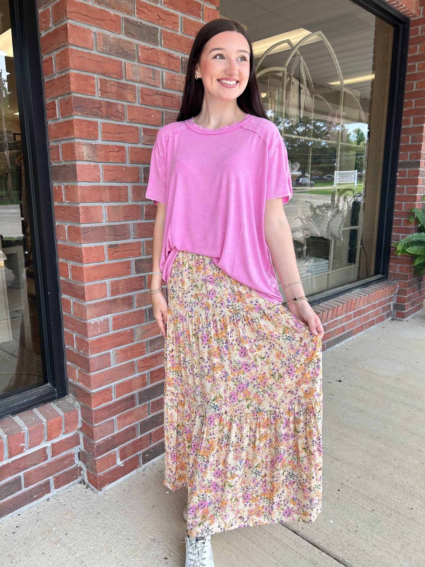 Color Me Happy Floral Tiered Maxi Skirt