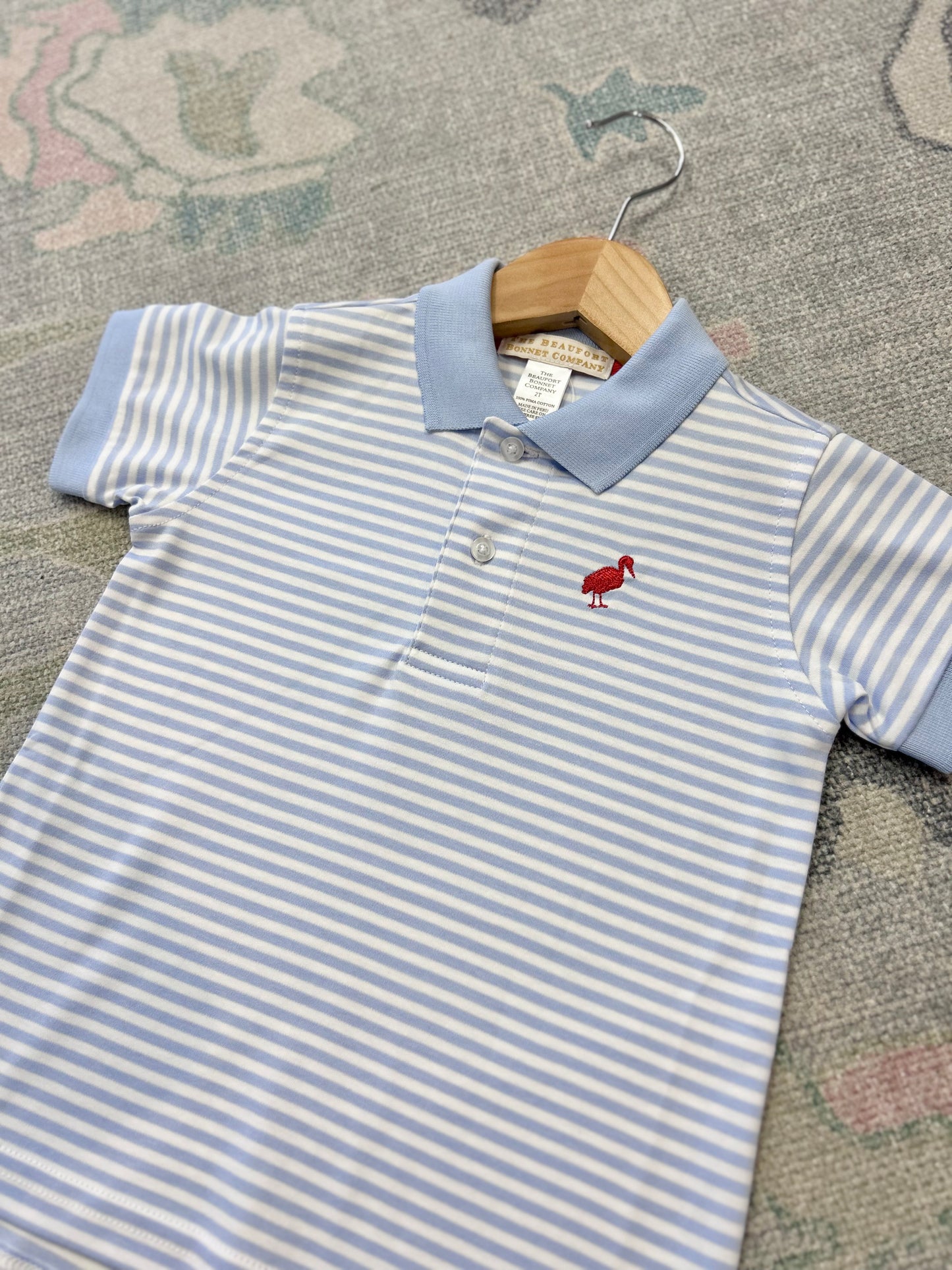 Prim and Proper Polo Short Sleeve Pima - Beale Street Blue Stripe/Beale Street Blue