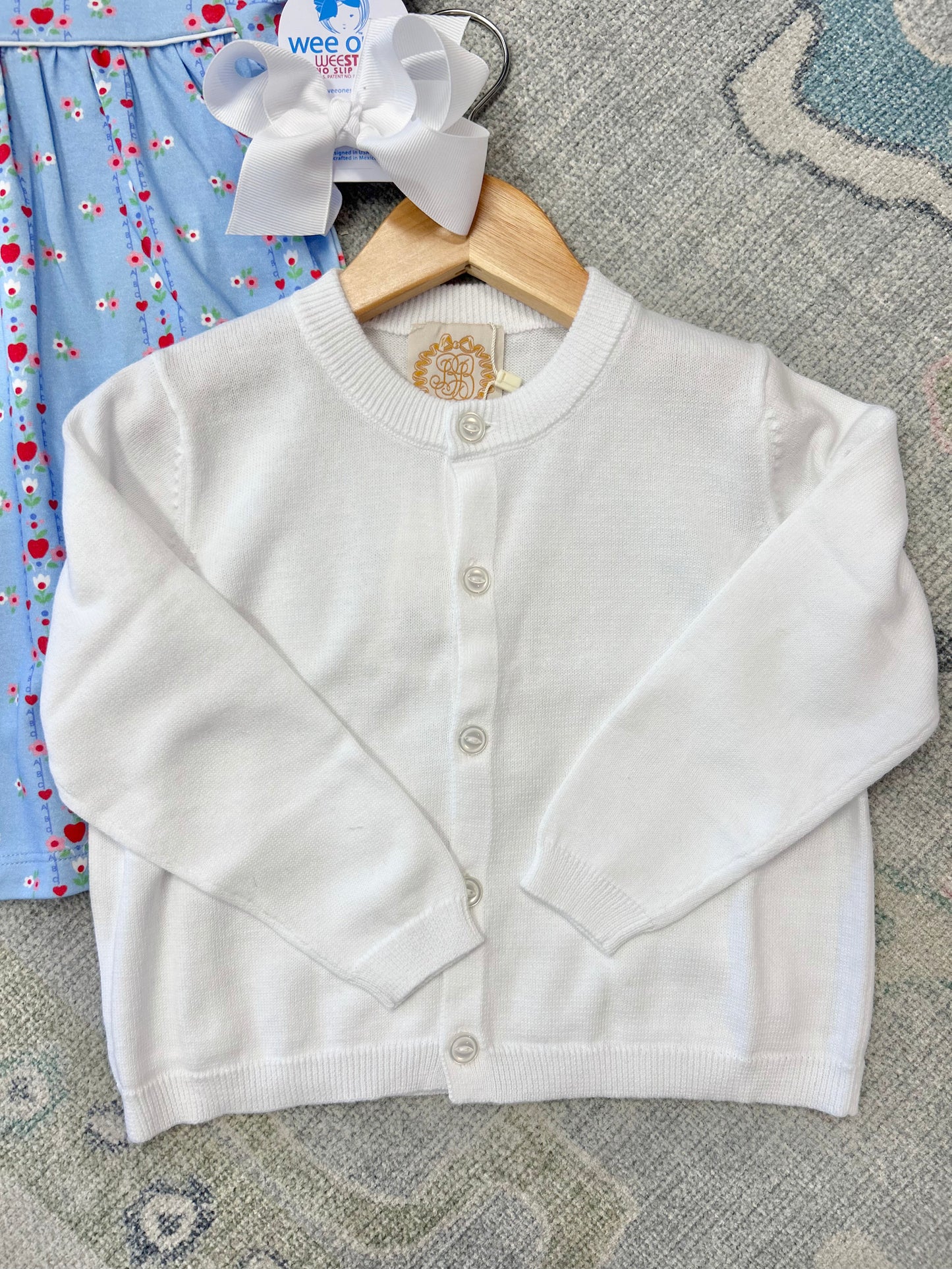 Cambridge Cardigan - Pearlized Buttons - Worth Ave White