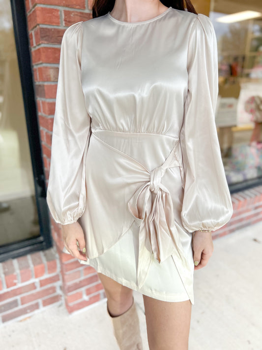 Champagne Dreams Satin Dress