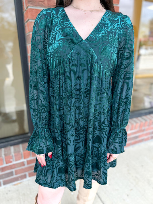 Feeling Jolly Velvet Jacquard Dress