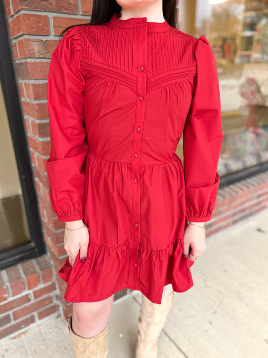 Rockin’ Around Red Button Dress