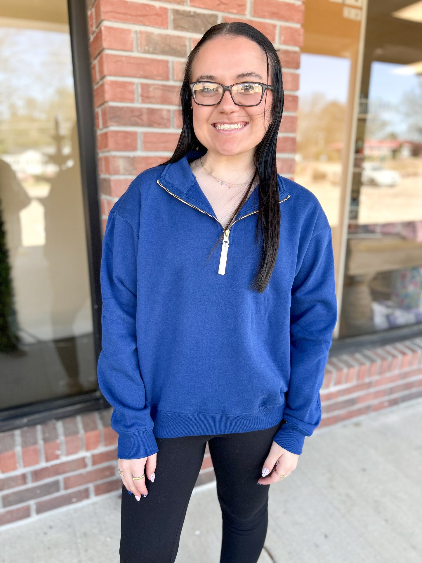 DOOR BUSTER: Light Navy Fleece Half Zip Sweatshirt