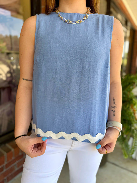 Caroline Blue Ric Rac Tank