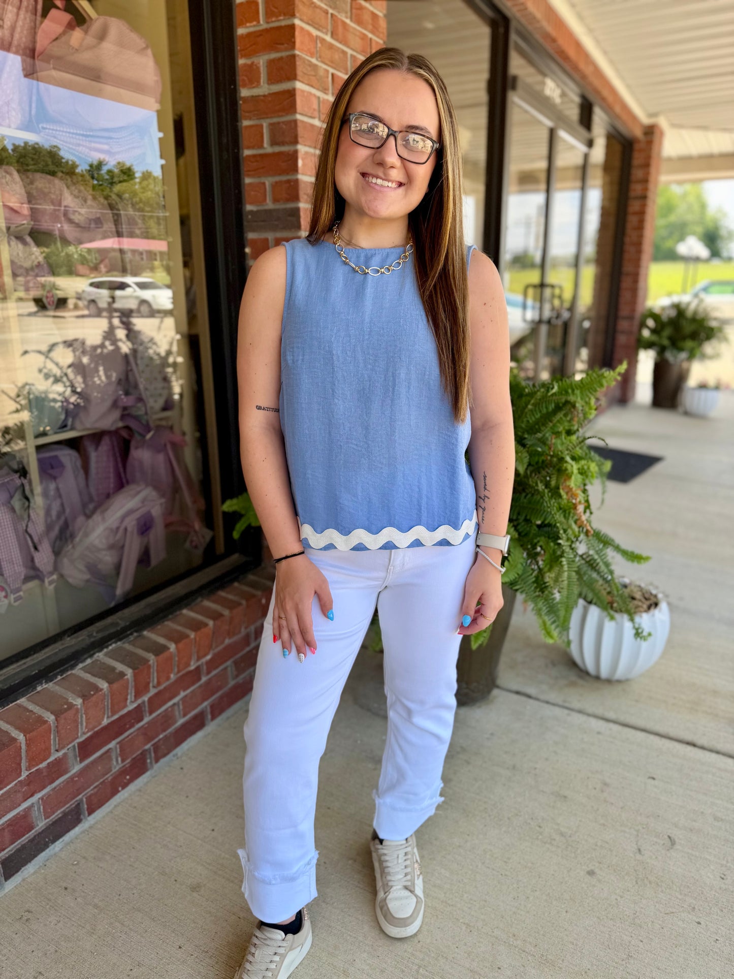 Caroline Blue Ric Rac Tank