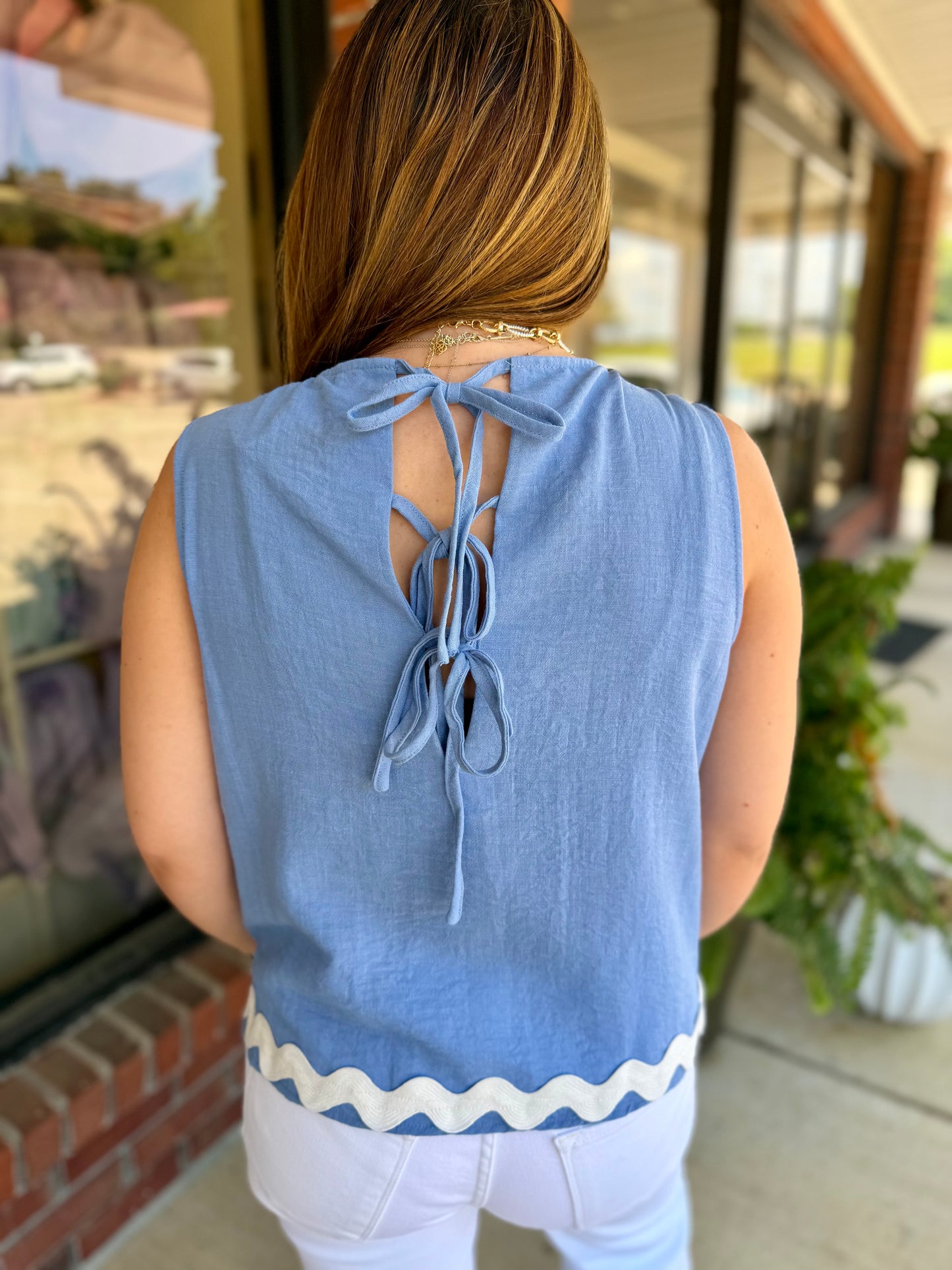 Caroline Blue Ric Rac Tank